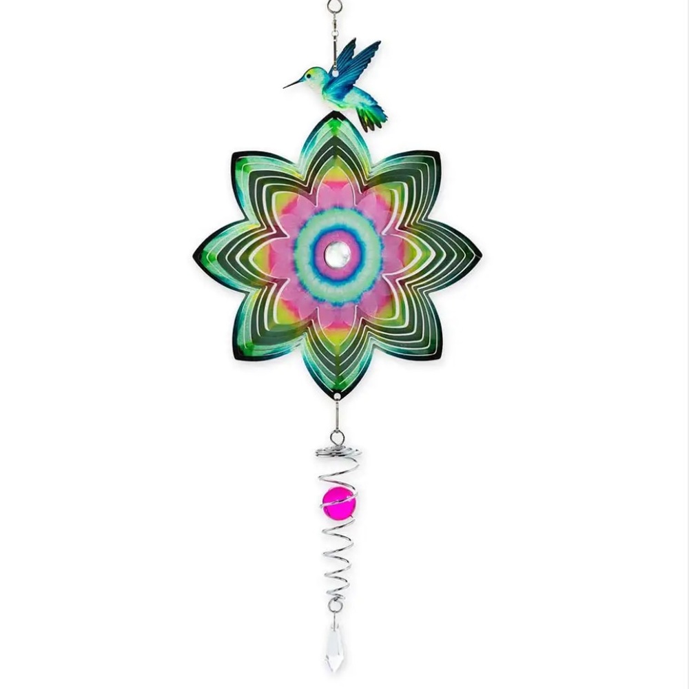 Colorful Perching Hummingbird Wind Twirler